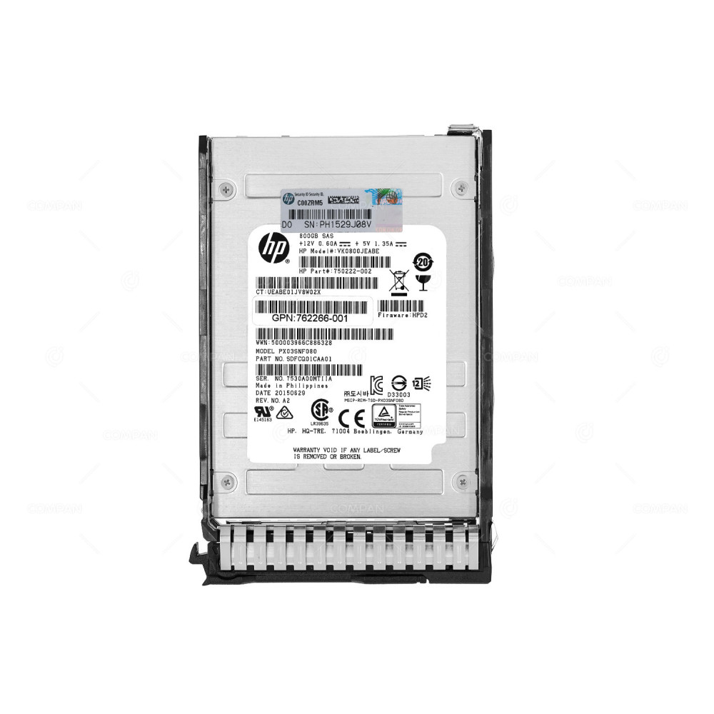 762749-001 HP 800GB 12G SAS 2.5 SFF SSD FOR G8 G9 G10 750222-002, 762266-001, PX03SNF080, 762261-B21